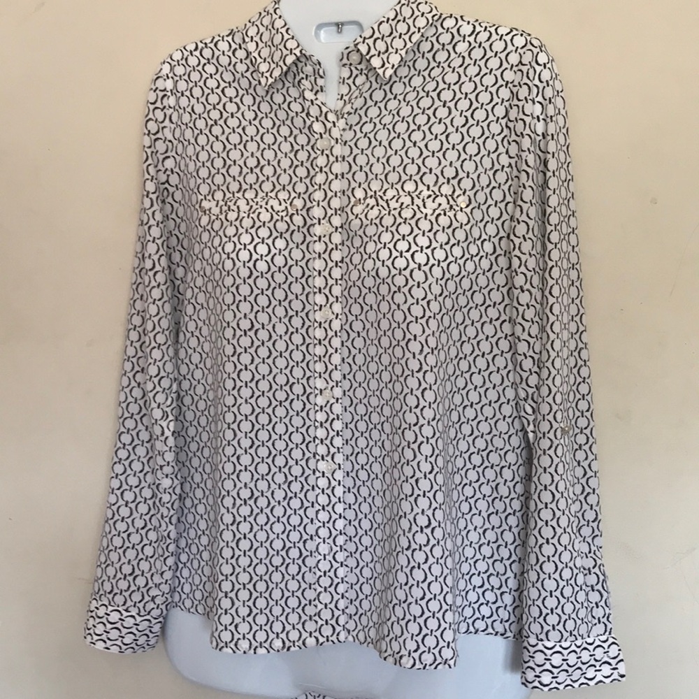 Apt. 9 women full button chain print shirt